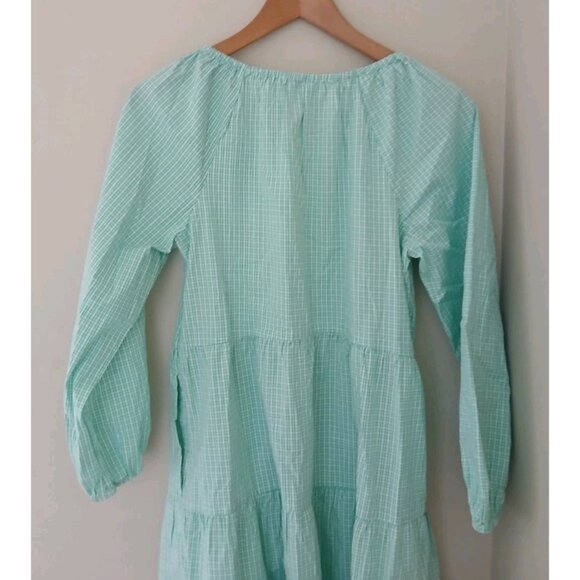 J. Crew Gingham Cotton-blend Poplin Raglan Tiered Mini Dress - Picture 8 of 9